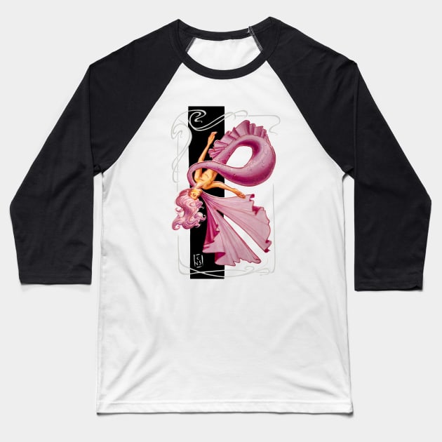 Pink japanese mermaid Baseball T-Shirt by Cleyvonslay